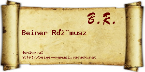 Beiner Rémusz névjegykártya